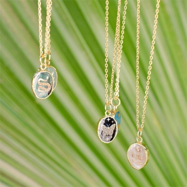 Natural Stone Gem Necklace Butterfly Star Moon Love - Image 2