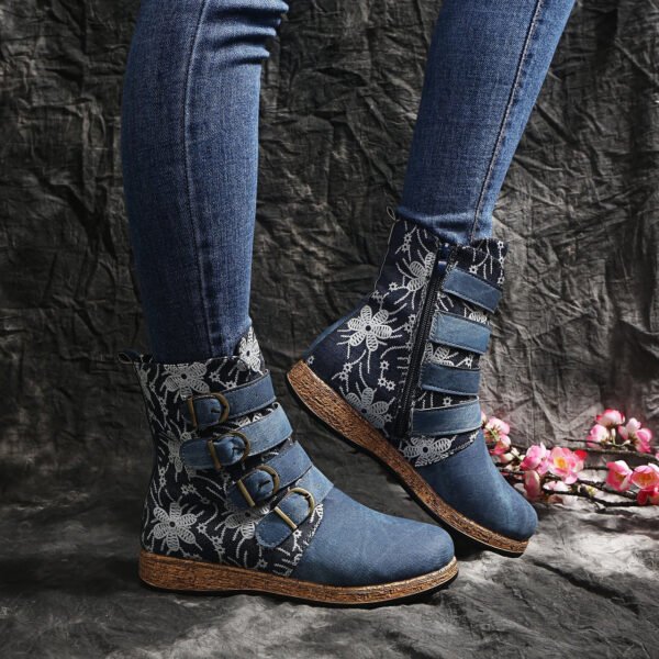 Women's Embroidered Ethnic Boho Flat Boots - Image 2