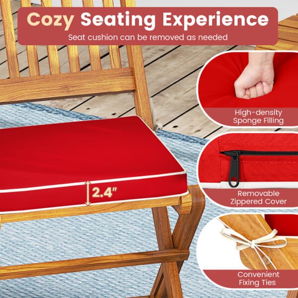 Outdoor Folding Chairs With Seat Cushions Set Of 2 - Image 7