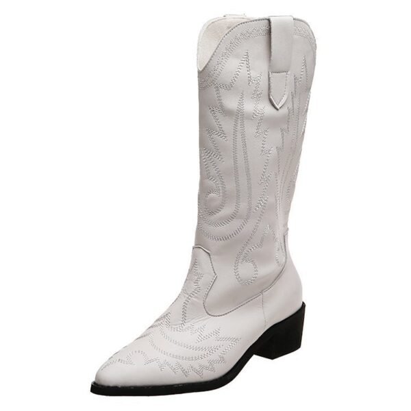 Women's Low Heel Sleeve Western Embroidered Round Toe Boots - Image 6