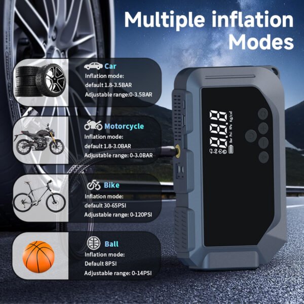 Car Battery Starter With Air Compressor 150PSI With Digital Tire Inflator 12V Car Battery - Image 5