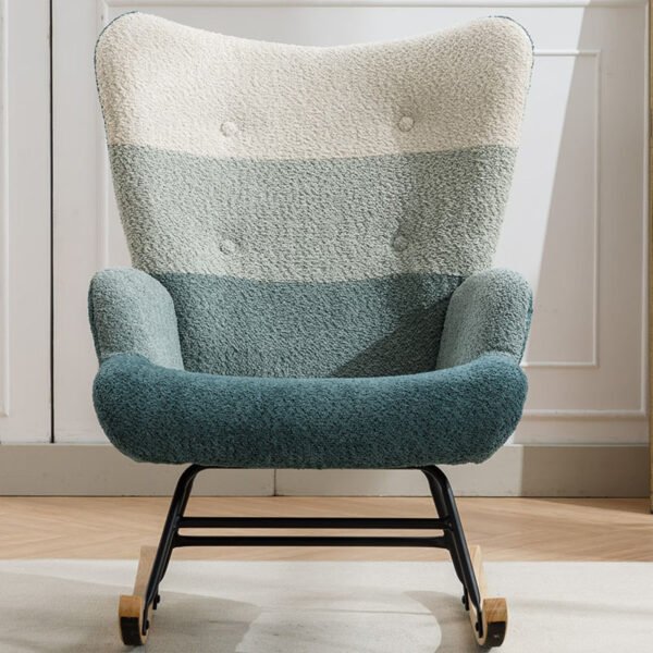 Modern Patchwork Accent Chair With Solid Wood Armrest And Feet, Mid-Century Modern Accent Sofa, Fabric Sofa Chair For Living Room Bedroom Studio, Comfy Side Armchair For Bed Cannot Be Sold On Temu - Image 5