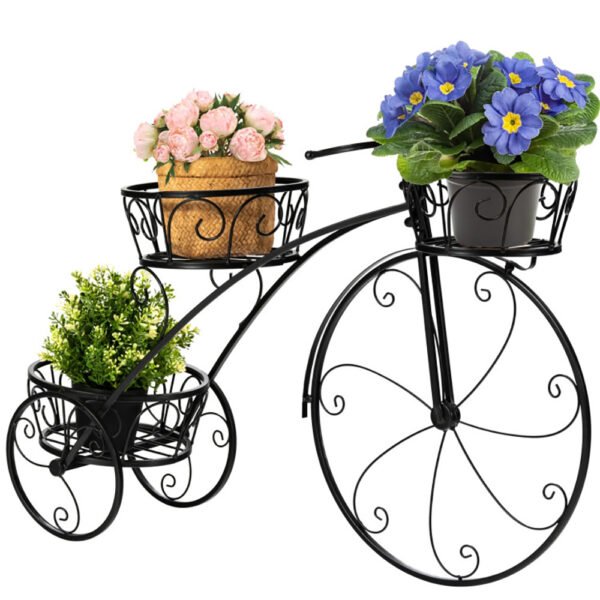 Tricycle Plant Stand Flower Pot Cart Holder In Parisian Style - Image 3