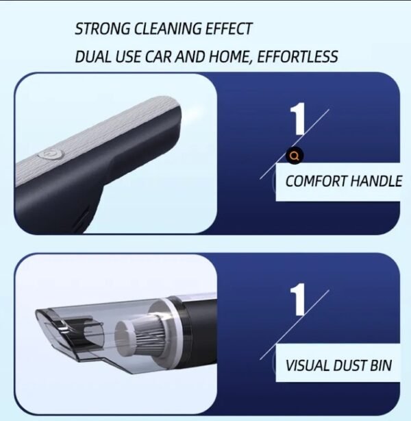 Wireless Silver Car Vacuum Cleaner Wireless Car With Strong Suction Handheld Vacuum Cleaner Small Mini Rechargeable Home Vacuum Cleaner - Image 4