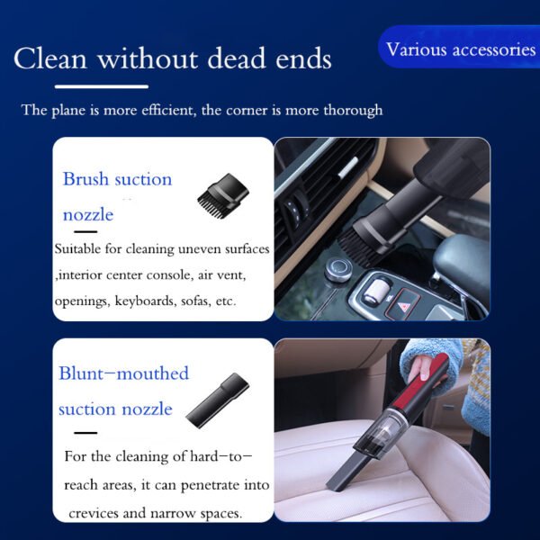 Wired Silver And Red Car Vacuum Cleaner Car With Strong Suction Handheld Vacuum Cleaner Small Mini Rechargeable Home Vacuum Cleaner - Image 3