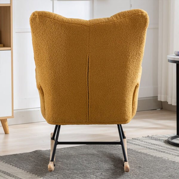 Rocking Chair With Pocket, Soft Teddy Fabric Rocking Chair For Nursery, Comfy Wingback Golider Rocking Chair With Safe Solid Wood Base For Living Room Bedroom Balcony Cannot Be Sold On Temu - Image 3