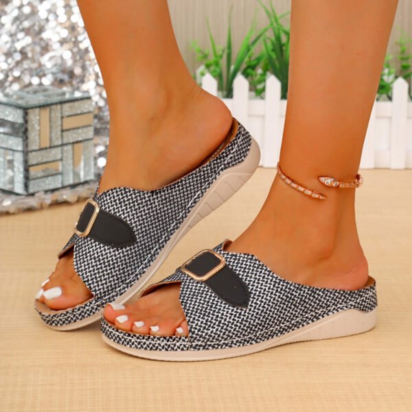 Summer Buckle Wedges Sandals Peep-toe Platform Slippers Women's Thick-soled Beach Shoes - Image 7