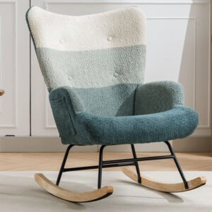 Modern Patchwork Accent Chair With Solid Wood Armrest And Feet, Mid-Century Modern Accent Sofa, Fabric Sofa Chair For Living Room Bedroom Studio, Comfy Side Armchair For Bed Cannot Be Sold On Temu