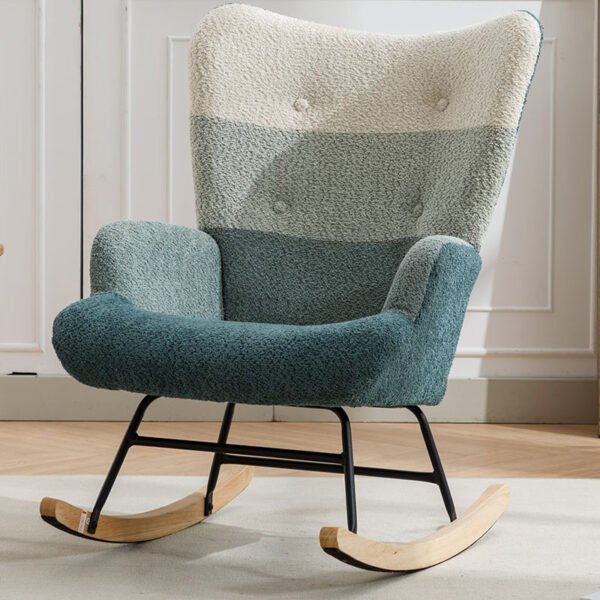 Modern Patchwork Accent Chair With Solid Wood Armrest And Feet, Mid-Century Modern Accent Sofa, Fabric Sofa Chair For Living Room Bedroom Studio, Comfy Side Armchair For Bed Cannot Be Sold On Temu - Image 9