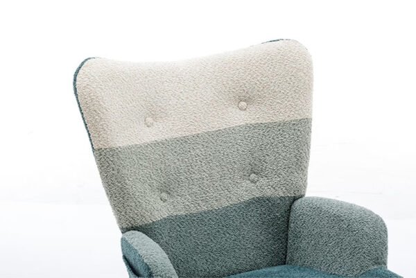Modern Patchwork Accent Chair With Solid Wood Armrest And Feet, Mid-Century Modern Accent Sofa, Fabric Sofa Chair For Living Room Bedroom Studio, Comfy Side Armchair For Bed Cannot Be Sold On Temu - Image 10