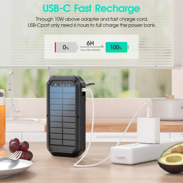 3USB-A Wireless Rechargeable Power Bank With Camping Light - Image 9