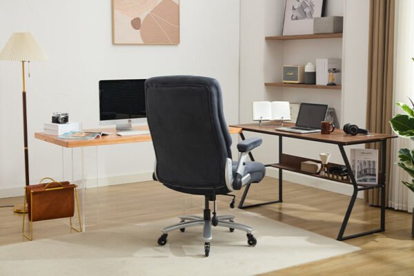 Big And Tall Office Chair 500lbs With Adjustable Lumbar Support, Fabric Executive Computer Chair With 2D Flip-up Armrests, Ergonomic Chair Quiet Rubber Wheels, Extra Wide Seat, Adjustable Headrest - Image 6