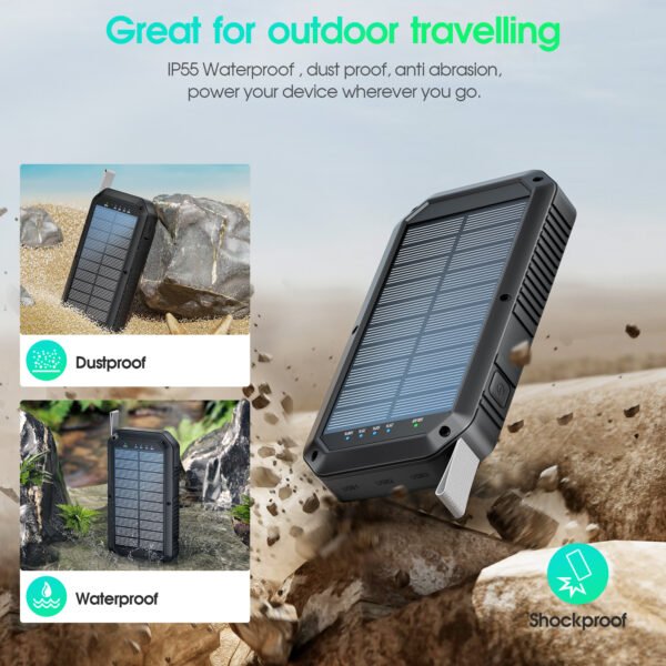 3USB-A Wireless Rechargeable Power Bank With Camping Light - Image 2
