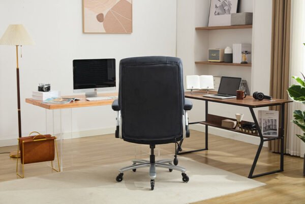 Big And Tall Office Chair 500lbs With Adjustable Lumbar Support, Fabric Executive Computer Chair With 2D Flip-up Armrests, Ergonomic Chair Quiet Rubber Wheels, Extra Wide Seat, Adjustable Headrest - Image 8