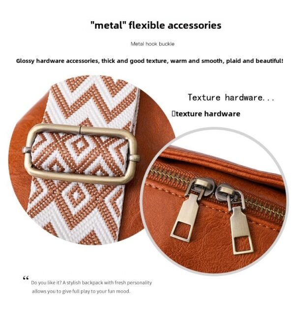 Women Chest Bag Sling Bag, Guitar Strap Small Crossbody PU Leather Satchel Daypack - Image 8