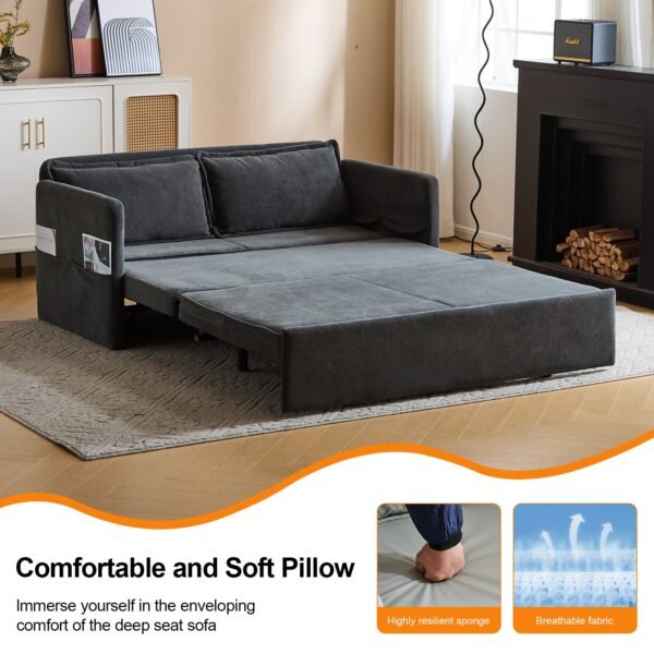 Adult Sleeper Chair Bed, 3-in-1 Convertible Sofa Chair Bed Pull-out Sofa Bed, Convenient Folding Tray Table With USB And Type-C Charging Ports Modern Loveseat For Living Room Cannot Be Sold On Temu - Image 6