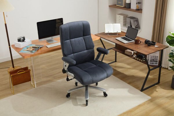 Big And Tall Office Chair 500lbs With Adjustable Lumbar Support, Fabric Executive Computer Chair With 2D Flip-up Armrests, Ergonomic Chair Quiet Rubber Wheels, Extra Wide Seat, Adjustable Headrest - Image 7