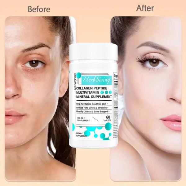 Collagen Peptides For Women, Beauty Vitamin And Mineral Supplement With Multivitamins, Hydrolyzed Protein Peptide Type, Biotin And Vitamins - 60 Capsules - Image 3