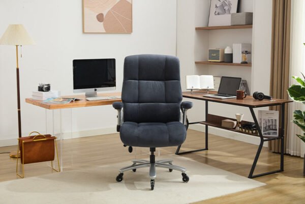 Big And Tall Office Chair 500lbs With Adjustable Lumbar Support, Fabric Executive Computer Chair With 2D Flip-up Armrests, Ergonomic Chair Quiet Rubber Wheels, Extra Wide Seat, Adjustable Headrest - Image 3