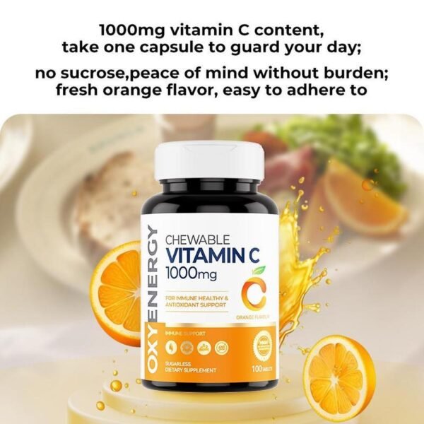 Oxyenergy Chewable Vitamin C,for Immunity Enhancement,Pigmentation Prevention,Antoxidant Support,1000mg High-Content,100 Tablets Bottle - Image 8