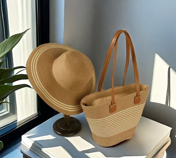 Seaside Vacation Sun Protection Straw Hat Bag Set - Image 2