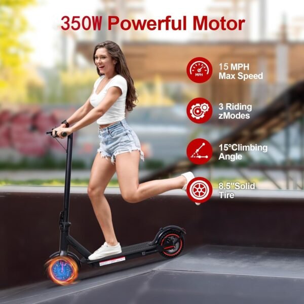 Convenient Electric Scooter For Commuting, 8.5-inch Tires With A Maximum Speed Of 15Mph And A 350W Motor, With A Range Of 19 Miles. Foldable Electric Scooter Controlled By Anapplication Program - Image 6