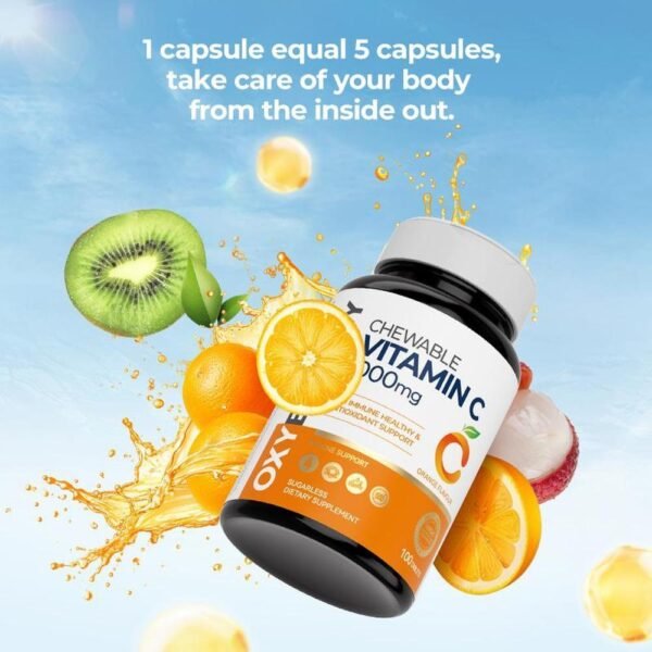 Oxyenergy Chewable Vitamin C,for Immunity Enhancement,Pigmentation Prevention,Antoxidant Support,1000mg High-Content,100 Tablets Bottle - Image 2
