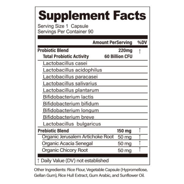 BSYS 60 Billion CFU Probiotic Capsules  Acid-Resistant Stomach-Resistant Formula  Intestinal Delivery Technology  Digestive & Immune Health Support  Daily Gut Wellness Supplement - Image 2