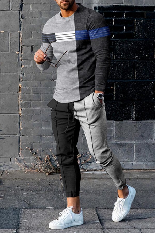 European And American Multi-color Long Sleeve Casual Sports Men Suit - Image 9