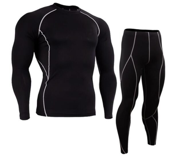 Long Sleeved Tight Fitting Men's Sports Quick Drying Fitness Suit Set - Image 3
