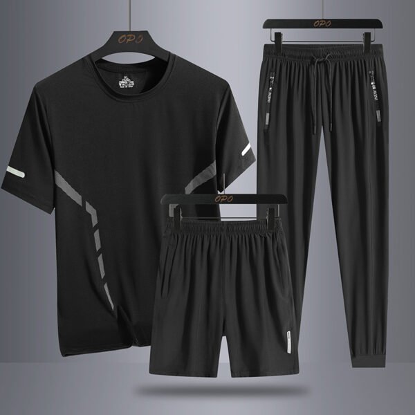 Men's Sports Short Sleeve  Pants Three-piece Thin Breathable - Image 2