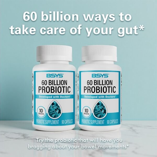 BSYS 60 Billion CFU Probiotic Capsules  Acid-Resistant Stomach-Resistant Formula  Intestinal Delivery Technology  Digestive & Immune Health Support  Daily Gut Wellness Supplement - Image 8