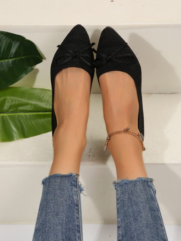 Bow Knitted Loafers Ins Fashion Pointed-toed Flats Shoes For Women - Image 2