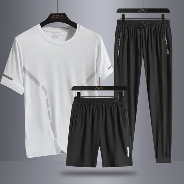 Men's Sports Short Sleeve  Pants Three-piece Thin Breathable - Image 8