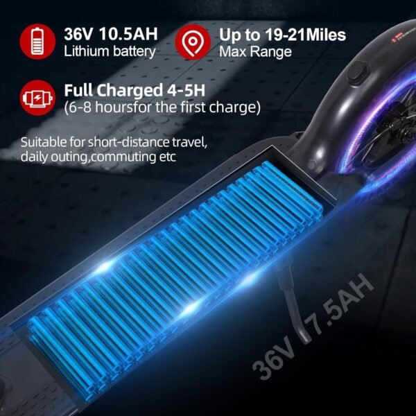 Convenient Electric Scooter For Commuting, 8.5-inch Tires With A Maximum Speed Of 15Mph And A 350W Motor, With A Range Of 19 Miles. Foldable Electric Scooter Controlled By Anapplication Program - Image 3
