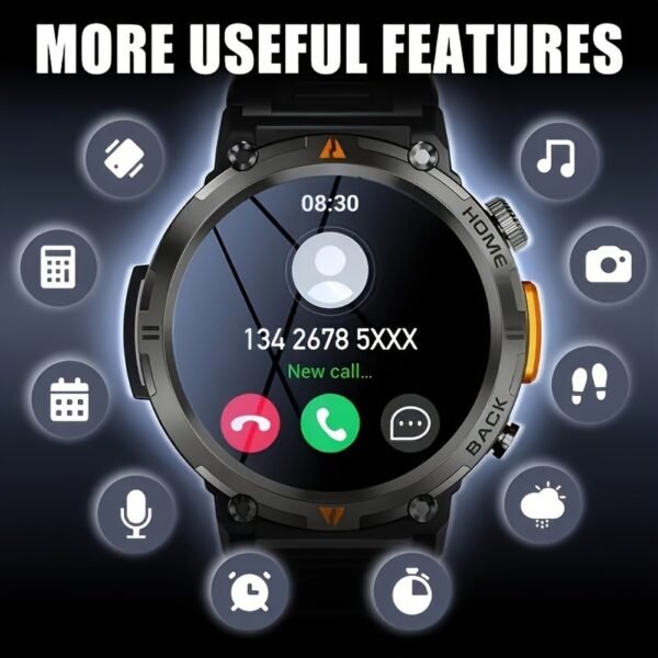 Silicone KE3 INEYES Hot Sale Smart Watch For Men With 3ATM Waterproof, Large HD Display, Sports Smart Watches For Men With LED Flashlight - Image 3