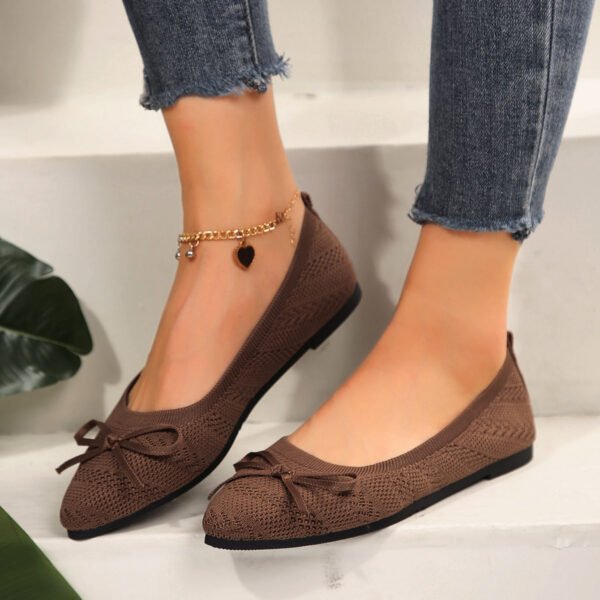 Bow Knitted Loafers Ins Fashion Pointed-toed Flats Shoes For Women - Image 4