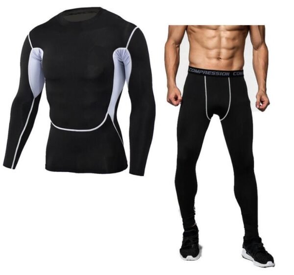 Long Sleeved Tight Fitting Men's Sports Quick Drying Fitness Suit Set - Image 8