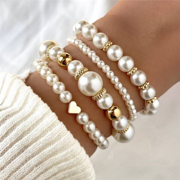 4pcs Set Pearls Beads Bracelet Set Elegant Handmade - Image 8