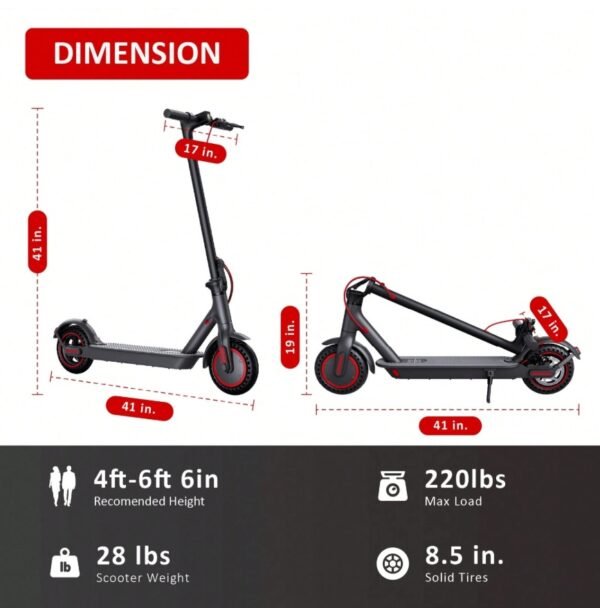 Convenient Electric Scooter For Commuting, 8.5-inch Tires With A Maximum Speed Of 15Mph And A 350W Motor, With A Range Of 19 Miles. Foldable Electric Scooter Controlled By Anapplication Program - Image 2