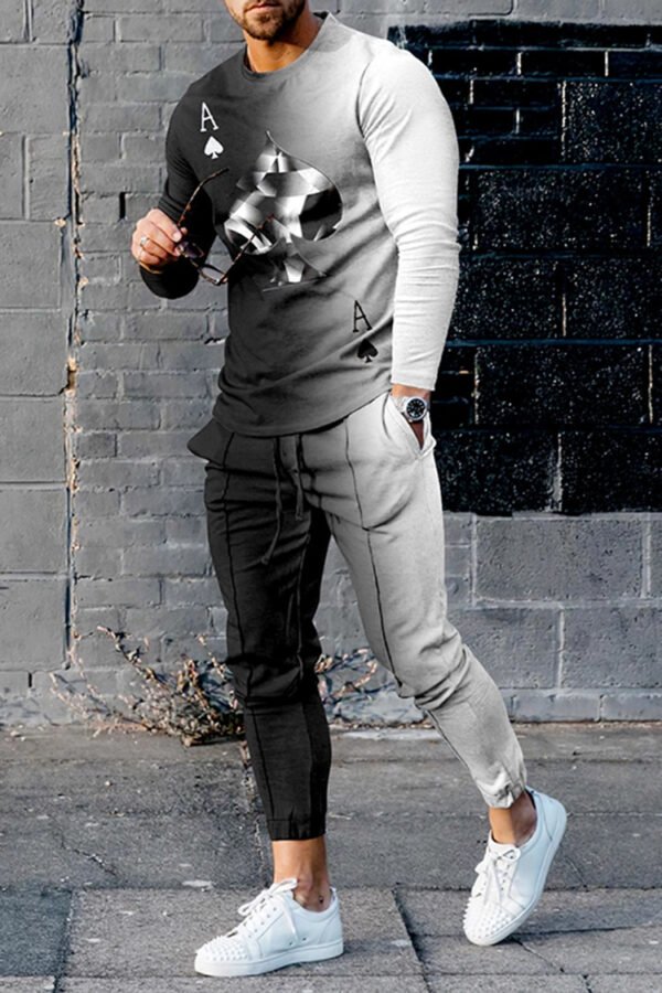 European And American Multi-color Long Sleeve Casual Sports Men Suit - Image 6
