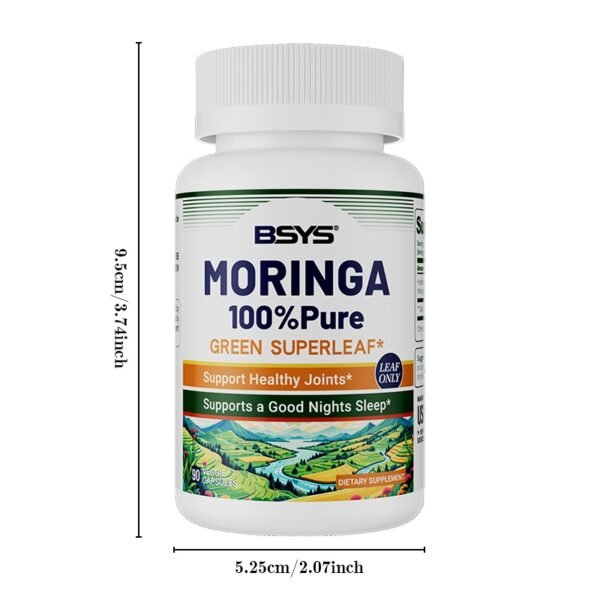 BSYS Moringa Capsules  Antioxidant & Anti-Inflammatory Support  Blood Sugar Health Aid  Cholesterol Balance Formula  Heart Wellness Support  Immune Boost & Natural Defense  Daily Superfood Suppl - Image 9