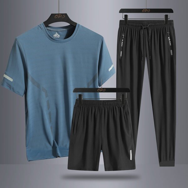 Men's Sports Short Sleeve  Pants Three-piece Thin Breathable - Image 3