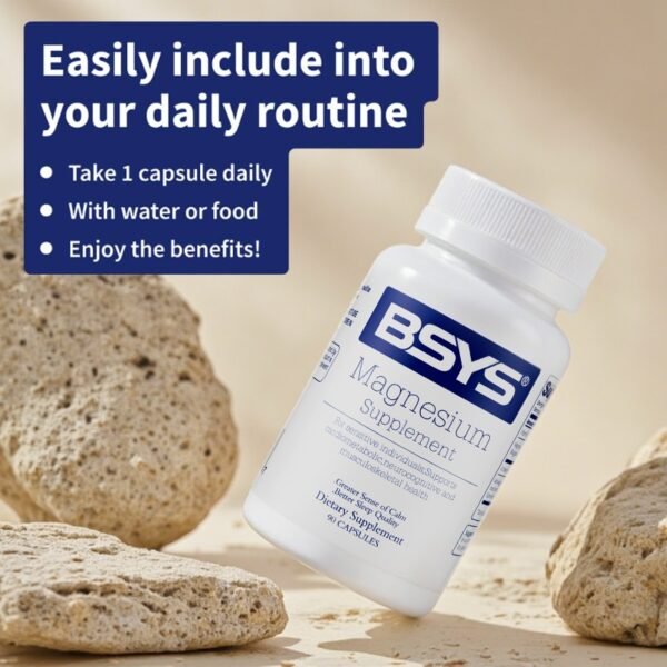 BSYS Magnesium Supplements Sleep & Anxiety Relief Aid Muscle Relaxation Support Heart Health & Blood Sugar Balance Formula Cognitive Function Enhancement Nighttime Wellness Supplement - Image 2
