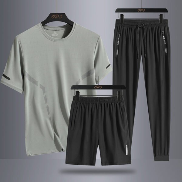 Men's Sports Short Sleeve  Pants Three-piece Thin Breathable - Image 6