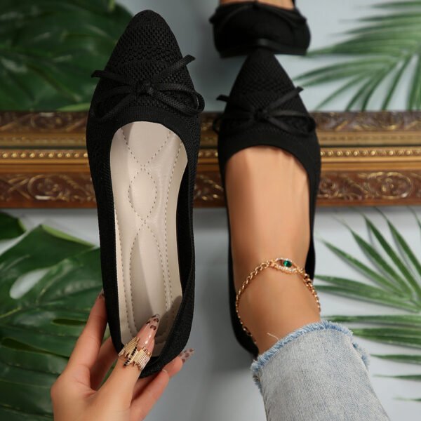 Bow Knitted Loafers Ins Fashion Pointed-toed Flats Shoes For Women - Image 6