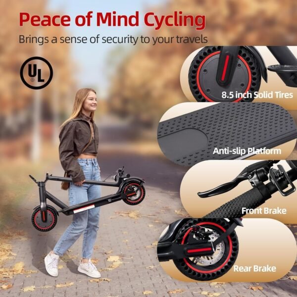 Convenient Electric Scooter For Commuting, 8.5-inch Tires With A Maximum Speed Of 15Mph And A 350W Motor, With A Range Of 19 Miles. Foldable Electric Scooter Controlled By Anapplication Program - Image 4