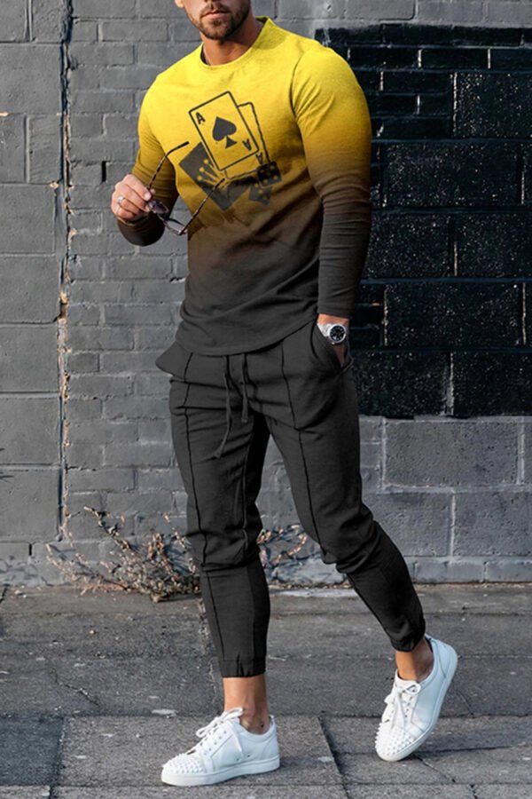 European And American Multi-color Long Sleeve Casual Sports Men Suit - Image 3