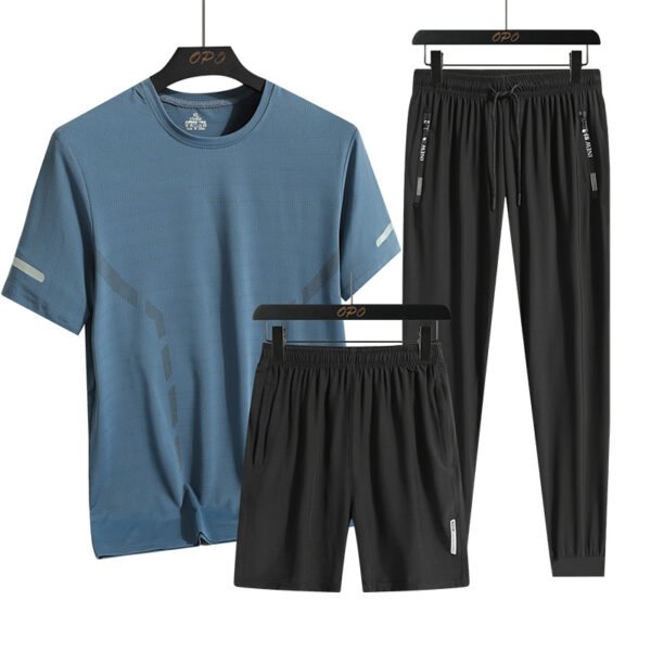 Men's Sports Short Sleeve  Pants Three-piece Thin Breathable - Image 7