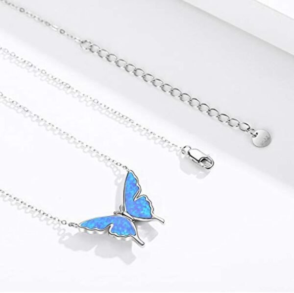 925 Sterling Silver Opal Butterfly Necklace - Image 2